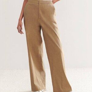 Jenni Kayne Linen Keaton Pant in Khaki Wide Leg Trousers Size 6 $295